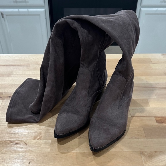 Marc Fisher Yakira Faux Suede Over-the-Knee Boots Size 7.5M Brownish Gray - Picture 2 of 15